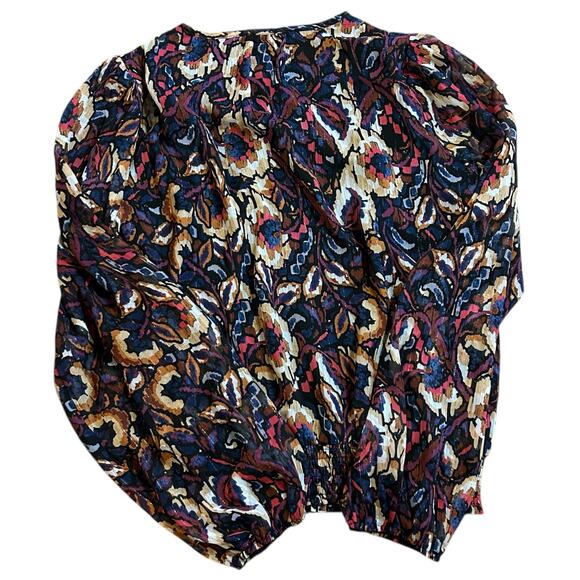 Evereve Stelle Abstract Floral Blouse Top Sz Medium Work Career Office Packable - Picture 6 of 6